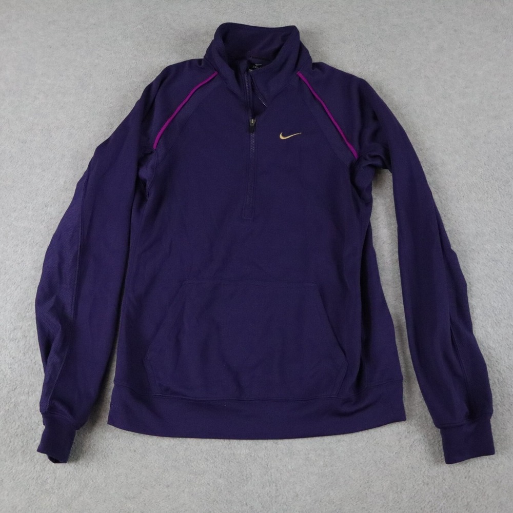 Nike‎ Jacket Womens Small Dri-Fit 1/4 Zip Pullover Mock Neck Purple Long Sleeve